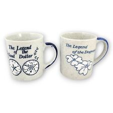 The Legend of the Dogwood & Sand Dollar 2 Coffee Mugs White 8 Oz Ceramic Cups picture