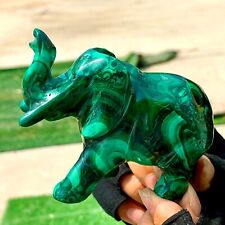 321G Natural glossy Malachite  Crystal  Handcarved elephant  mineral sample picture