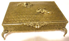 1950's Brass Jewelry Box Decorative Vanity Accessory Great Look picture