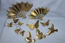 Vintage 1970s Home Interiors Wall Decor Brass Birds Butterflys Fans Leaves picture