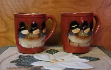 CHRISTMAS SNOWMAN COFFEE/HOT CHOCOLATE CUP/MUG RAISED DETAIL--LOT of TWO (2) picture