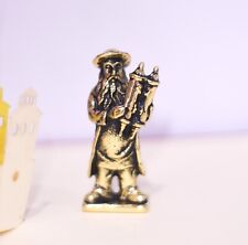 Jewish Rabbi Judica Solid Golden Brass Figurine Statue Israeli Art Man Torah picture