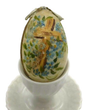 Victorian Milk Glass Hand Blown/Hand Painted Easter Egg, Cross in Flowers picture