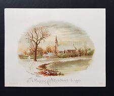c.1890s Christmas Greeting - Clifton-Hampden Church, Oxfordshire - Raphael Tuck picture