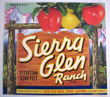 Original SIERRA GLEN RANCH apple crate label Watsonville, California wooden sign picture