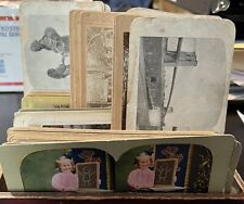 Antique Lot Of 75 Stereoscope Cards - Places, People Color, Black & White, 1900s picture