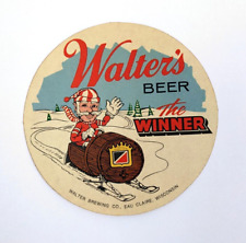 Vintage Walter's Beer Snow Barrel Snowmobile Christmas Winter Sticker Decal Sign picture