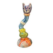 Laurel Izard & Edwin Shelton Cat Face Candlestick One Of A Kind Whimsical Signed picture