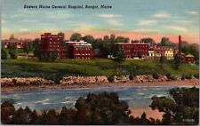 Bangor Maine ME General Hospital Penobscot River 1943 Teich Linen Postcard UNP picture