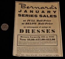 Vintage Newspaper Ad, TRI CITIES ,WA,1959, Bernard's Dresses,January Series Sale picture
