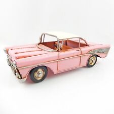 Tin Metal Pink Classic Car Figurine Garage Office Dealer Shelf Sitter 11 inch picture