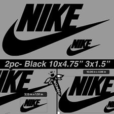2pc Lot XL Set Iron On Black HTV Nike Word & Tic 10x4.75” & 3x1.5” XL Set picture