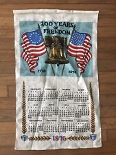 Vintage Linen CALENDAR 200 Years of Freedom 1976 BICENTENNIAL 16”x27” sack cloth picture