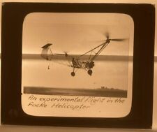 Antique Magic Lantern Glass Slide Focke Helicopter Autogyro Experimental Flight picture
