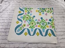 Vtg 60s/70s Terry Cloth Floral Print Rectangular Tablecloth/Beach Towel 58x48 picture