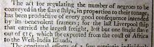 1791 newspaper w NEGR0 SLAVES conveyed on SLAVE SHIPS during THE MIDDLE PASSAGE picture