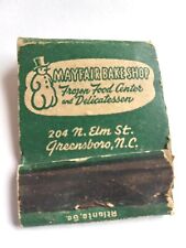 Greensboro North Carolina.mayfair bake shop 204 n elm St  Matchbook picture