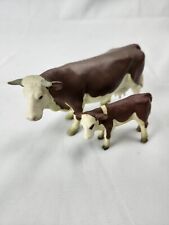 Schleich Cow & Baby 1999 Dairy Farm Animal Figure Brown & White Retired  picture