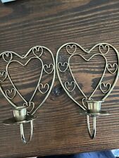 Vintage Coquette heart hanging metal candle holder set of 2 picture
