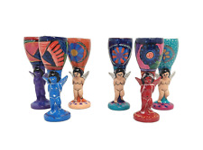 Colorful Handmade Talavera Angel Goblets - Grandmother's Estate picture