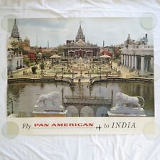FLY PAN AMERICAN TO INDIA - VINTAGE 1967 PAN AM AIRLINES LARGE POSTER 35