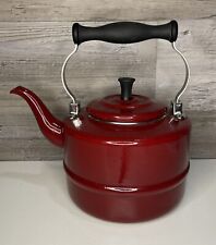 Paula Deen Signature Speckled Dark Burgundy Red Enamel Tea Kettle Pot Stove Top picture
