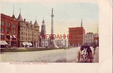 pre-1907 MONUMENT SQUARE, RACINE, WI horsedrawn carriages picture