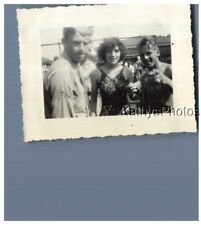 FOUND B&W PHOTO G_2098 TWO MEN AND A BEAUTIFUL WOMAN picture