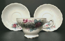 Antique Bone China Tea Cup with 2 Saucers, Gold Trim, Hand-painted, Japan picture