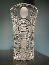 Vintage Crystal Cut Glass Vase Vintage Large 6 1/2 L 10 H 6 1/2 W picture