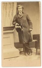 Antique CDV Circa 1860s Taylor Handsome Young Man With Top Hat West Chester, PA picture