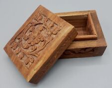 Vintage Hand Carved Small Trinket Box Made In India picture