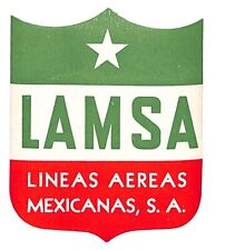 Delta Airlines LAMSA Lineas Aereas Mexicanas, S.A. Shield Luggage Label Scarce picture
