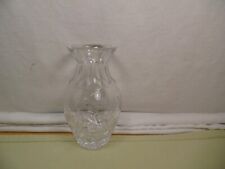 VASE ROGASKA GALLIA CRYSTAL ETCHED FLORAL CLEAR GLASS  5.5 INCHES picture