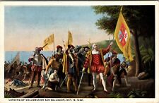 Vintage Postcard~ Landing Of Columbus On San Salvador~ October 12, 1492~  picture