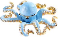 Bejeweled Enameled Animal Trinket Box/Figurine With Rhinestones- Blue Octopus picture