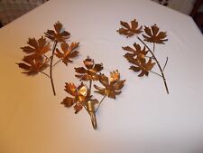 MCM HOMCO Gold & Copper Toned Maple Leaf Sconce & 2 