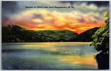 Vtg Morgantown West Virginia WV Sunrise on Cheat Lake 1940s View Old Postcard picture