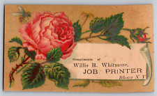 Willis H. Whitmore Job Printer Ithaca, NY Floral Victorian Trade Card for TCs picture