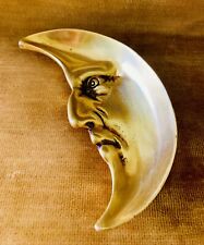 Antique Solid Brass Man in Crescent Moon Face Tray Trinket Dish England 1930’s picture