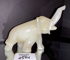 Vtg Carved Marble Quartz or Alabaster Elephant Figurine Paperweight picture