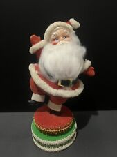 Vintage 10” Flocked Dancing Santa Music Box - Jingle Bells.  Tested-Working picture