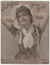 RARE 1880s J & P Coats Sensual Pretty Maid Victorian Trade Card Spool Cotton picture