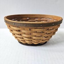 Longaberger Small Oval Bowl Basket & Protector Set Warm Brown Stain NEW picture