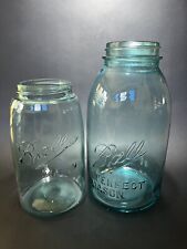 Vintage Ball Mason Aqua Quart Jar Triple L, 1/2 Gallon Drop A Offset Perfect picture