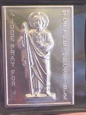 St JUDE Silver Metal Saint Plaque Folder Pocket Catholic SHRINE Difficult Times picture
