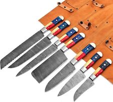 DAMASCUS BLADE 7 Pc's. KITCHEN KNIVES SET With Roll Bag. (LYN-1081-AF 7C picture