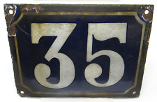 ORIGINAL ANTIQUE BLUE PORCELAIN HUMPBACK FRENCH STREET SIGN #35 NOT A REPRO picture