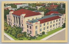 Linen~St Petersburg Florida~New City Hall~Vintage Postcard picture
