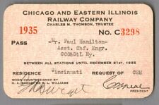 Annual pass - Chicago & Eastern Illinois Railway 1935 #C3298 picture